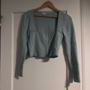 Le Lis Sky Blue Ribbed Top